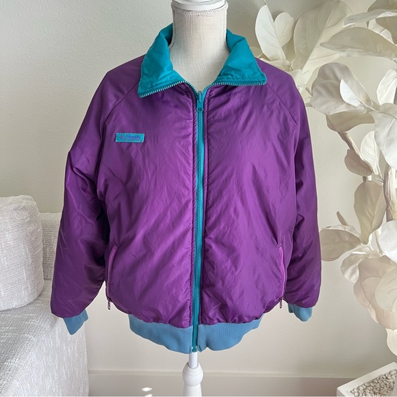 Columbia Vintage Purple and Teal Reversible Puffer Jacket - Picture 1 of 10